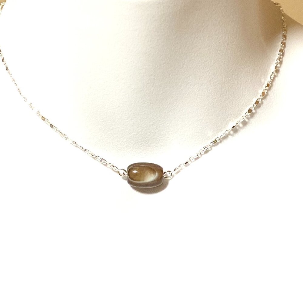 2/$20, Natural Botswana Agate Necklace, Genuine Gemstone Stainless Chain